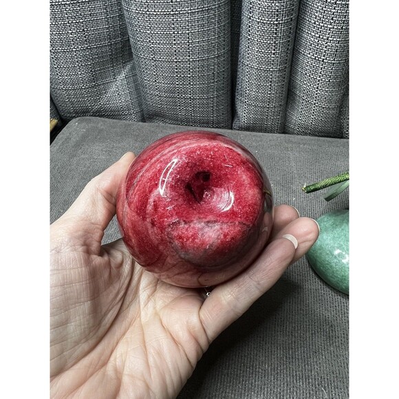 VTG Italian Marble Alabaster Stone Fruit Red Apple Green Pear Stem Lot - Picture 7 of 16